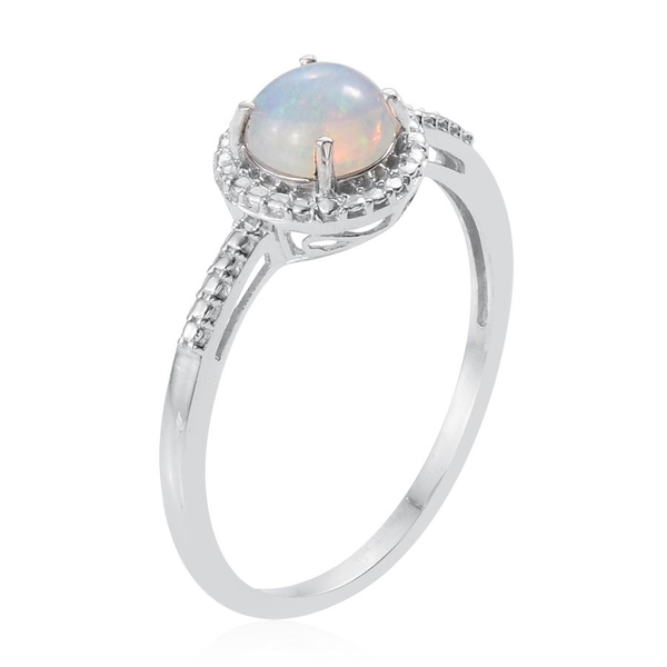 Ethiopian Opal (Rnd) Solitaire Ring in Platinum Overlay Sterling Silver 1.000 Ct.