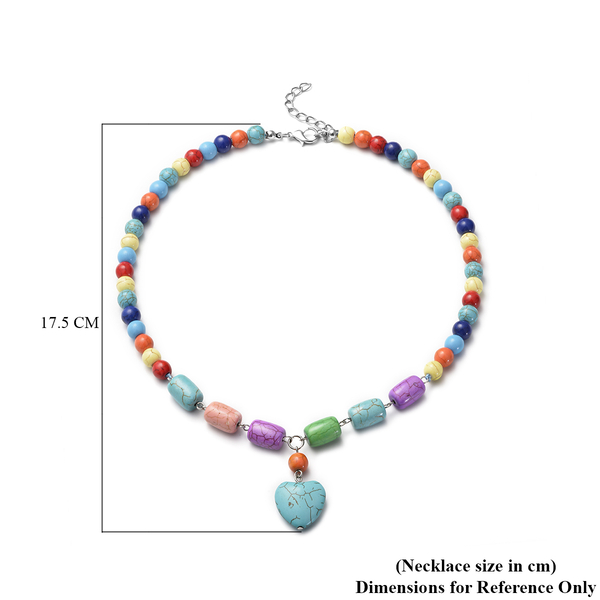 Multi Colour Howlite Beads Necklace (Size - 18 With 1 inch Extender) in Silver Tone 208.50 Ct.