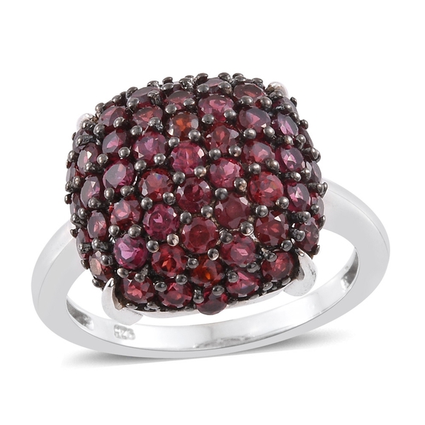 3.50 Ct Anthill Garnet Cluster Ring in Platinum Plated Sterling Silver
