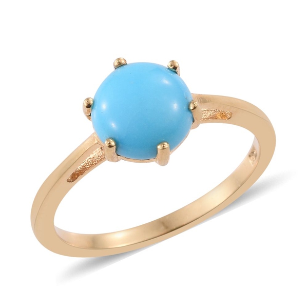 Arizona Sleeping Beauty Turquoise (Rnd) Solitaire Ring in 14K Gold Overlay Sterling Silver 1.500 Ct.