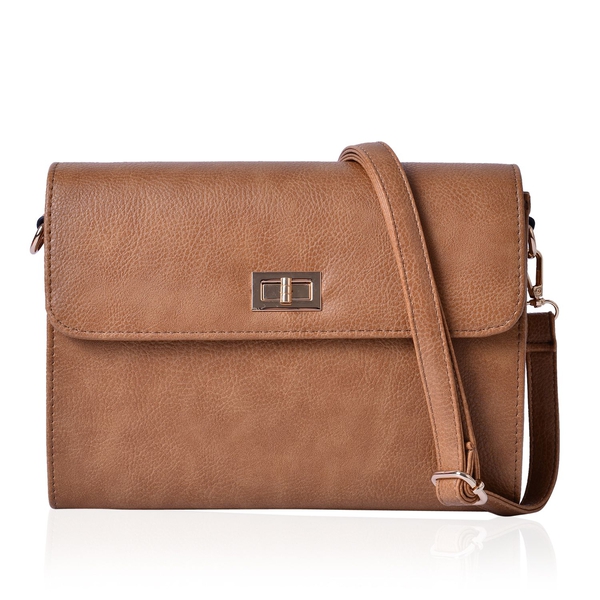 Marylebone Classic Deep Tan Colour Crossbody Bag with Adjustable and Removable Strap (Size 27x20x9 C