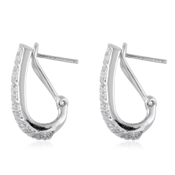Diamond (Rnd) Hoop Earrings (with French Clip) in Platinum Overlay Sterling Silver 0.330 Ct.