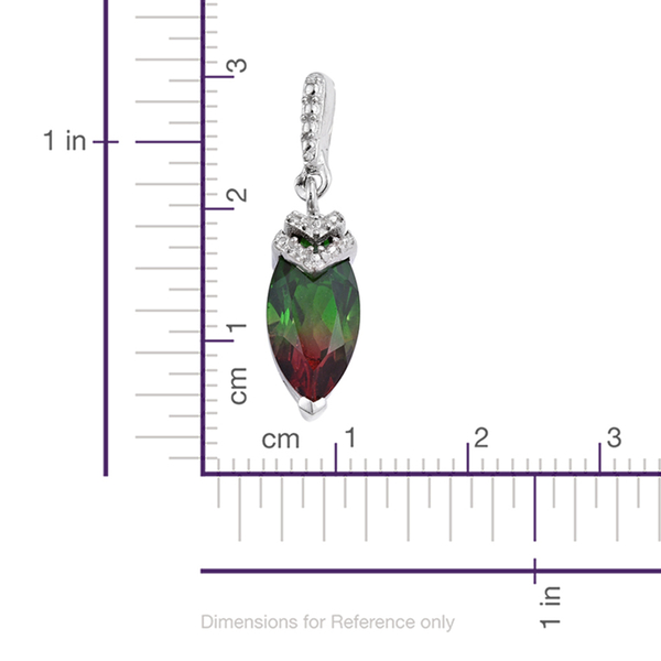Bi-Color Tourmaline Quartz (Mrq) Earrings (with Push Back) in Platinum Overlay Sterling Silver 3.000 Ct.