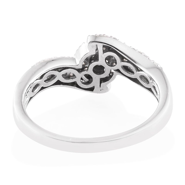 Designer Inspired- Diamond (Rnd) Floral Bypass Ring in Platinum Overlay Sterling Silver 0.50 Ct.