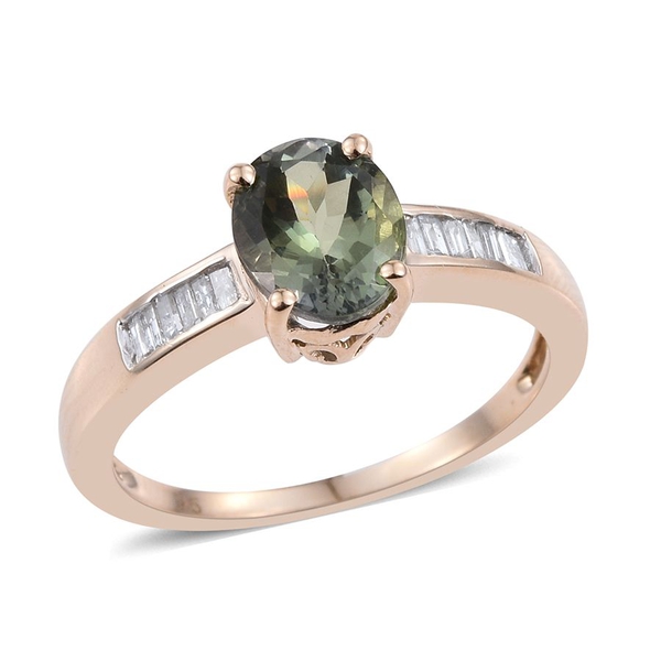 9K Y Gold Rare Green Tanzanite (Ovl 1.75 Ct), Diamond Ring 2.000 Ct.