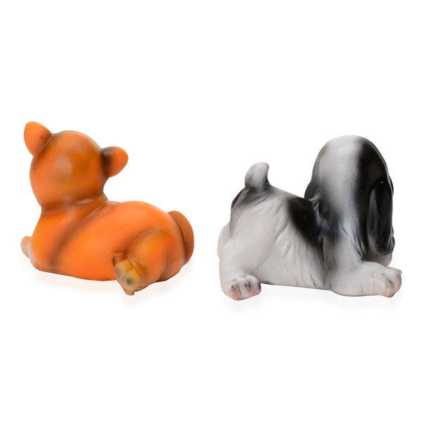 Set of 2- Home Decor - Black and White, Orange and White Dog with Resin