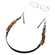 2 in 1 - 100% Genuine Leather Mask Strap with Leopard Print Glasses Chain - Black