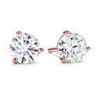 New York Close Out 14K Rose Gold AAA Cubic Zirconia Stud Earrings (With Push Back) 1.50 Ct.