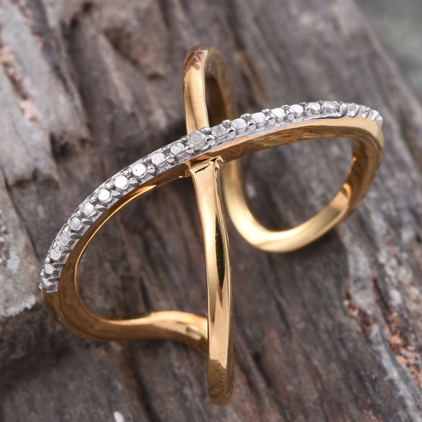 Diamond (Rnd) Criss Cross Ring in 14K Gold Overlay Sterling Silver