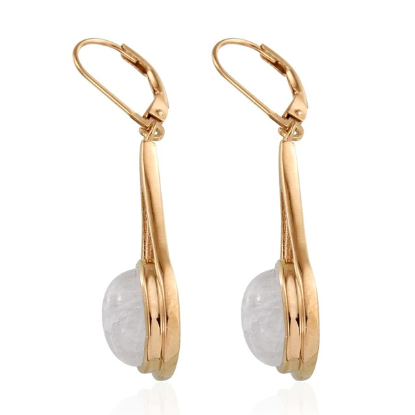 Natural Rainbow Moonstone (Ovl) Earrings in 14K Gold Overlay Sterling Silver 8.000 Ct.