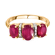 African Ruby Trilogy Ring in 14K Gold Overlay Sterling Silver 2.58 Ct.