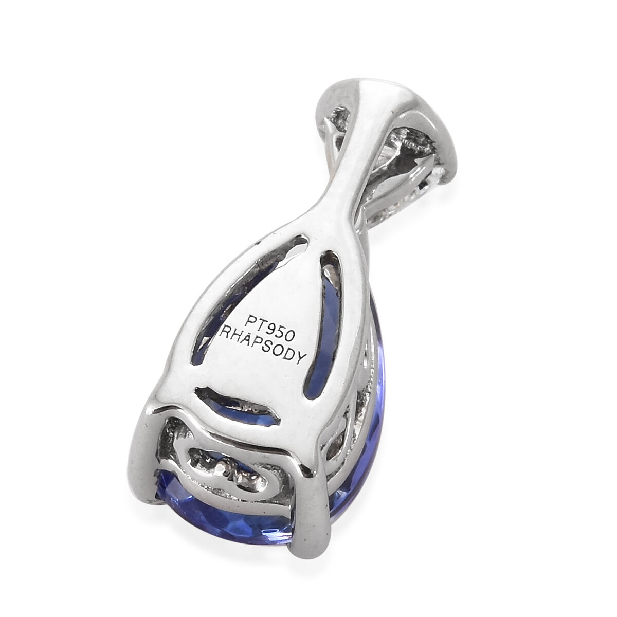 RHAPSODY 950 Platinum AAAA Tanzanite (Pear 1.700 Ct) Diamond (VS-E-F) Pendant 1.800 Ct.