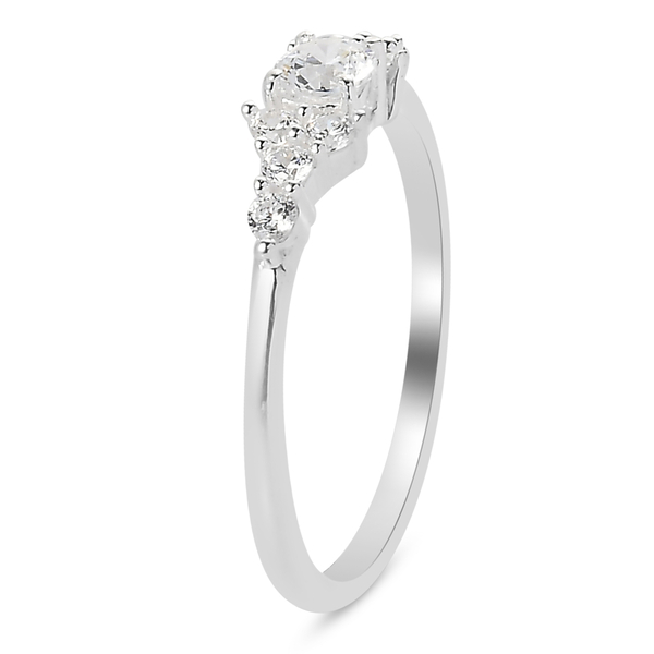 Lustro Stella Platinum Overlay Sterling Silver Ring Made with Finest CZ