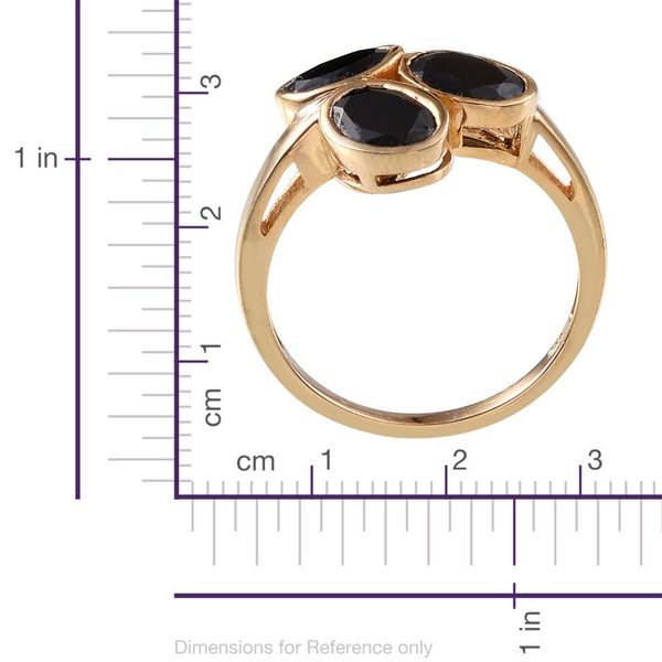 Boi Ploi Black Spinel (Ovl) Trilogy Ring in 14K Gold Overlay Sterling Silver 4.750 Ct.