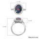 Australian Boulder Opal Triplet and Natural Cambodian Zircon Ring in Platinum Overlay Sterling Silver 3.08 Ct.