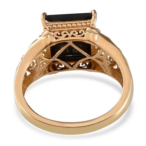 Boi Ploi Black Spinel (Sqr) Solitaire Ring in 14K Gold Overlay Sterling Silver 6.250 Ct.