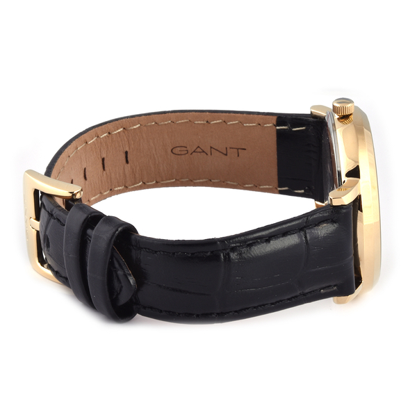 GANT White Dial Ladies Watch with Black Leather Strap