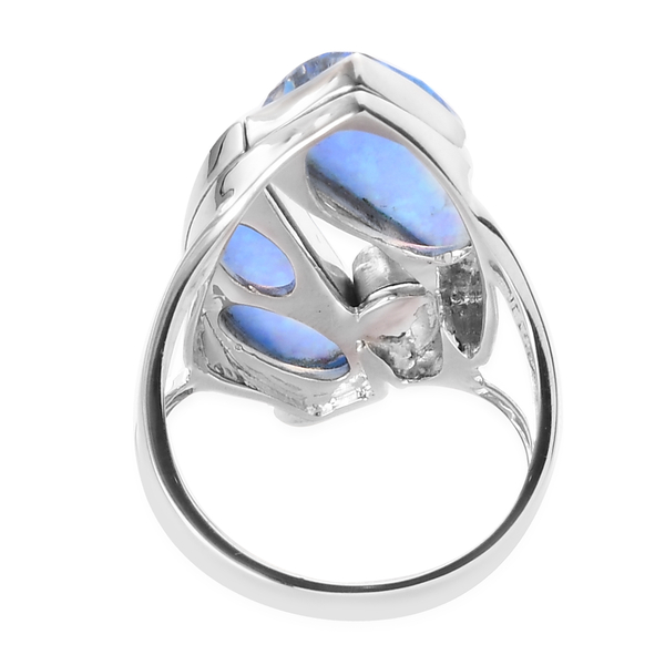 Sajen Silver ILLUMINATION Collection - Doublet Quartz, Opal and Pariba Ring in Rhodium Overlay Sterling Silver 10.12 Ct,  Silver Wt. 5.00 Gms.