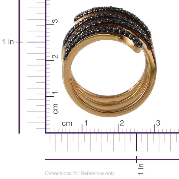 Boi Ploi Black Spinel (Rnd) Spiral Ring in 14K Gold Overlay Sterling Silver 1.500 Ct.