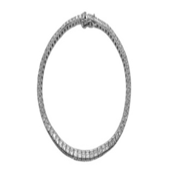 ELANZA AAA Simulated Diamond (Sqr) Bracelet (Size 8) in Rhodium Plated Sterling Silver