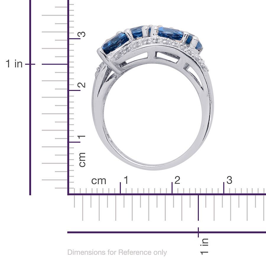 Signity Kashmir Blue Topaz (Trl), Diamond Ring in Platinum Overlay Sterling Silver 4.000 Ct.