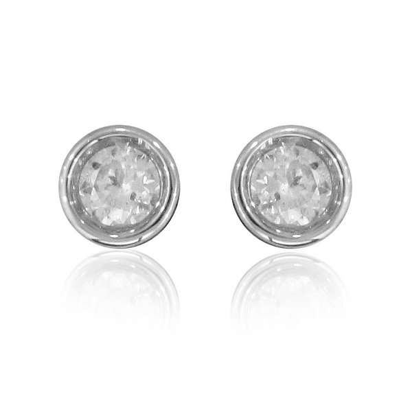 0.50 Ct Diamond Stud Solitaire Earrings in 14K White Gold IGI Certified I2 I3 GH
