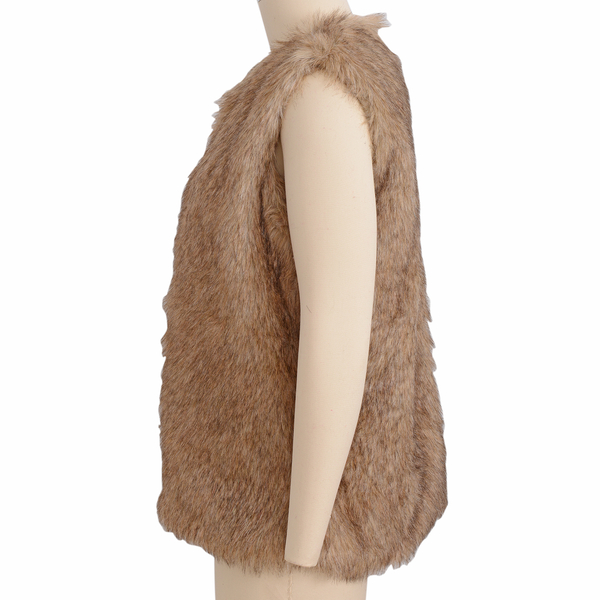 Close Out Deal Luxe Super Soft Helson Faux Fur Brown and Black Colour Gilet (Size16-size18)