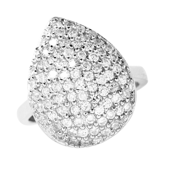 AAA Simulated White Diamond (Rnd) Cluster Ring in Sterling Silver