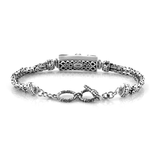 Royal Bali Collection Oxidised Sterling Silver Dragonfly Bracelet (Size 7.5), Silver wt 23.44 Gms.