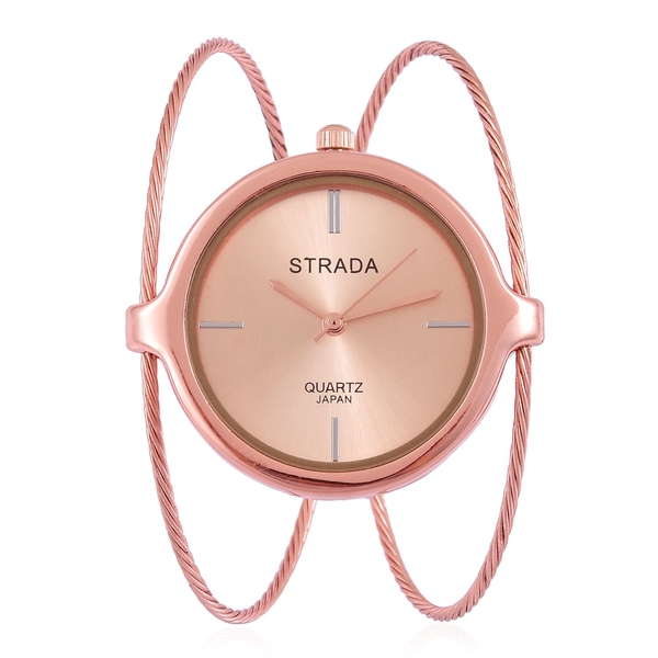 STRADA Japanese Movement Rose Gold Colour Dial Water Resistant Bangle Watch in Rose Gold Tone with S