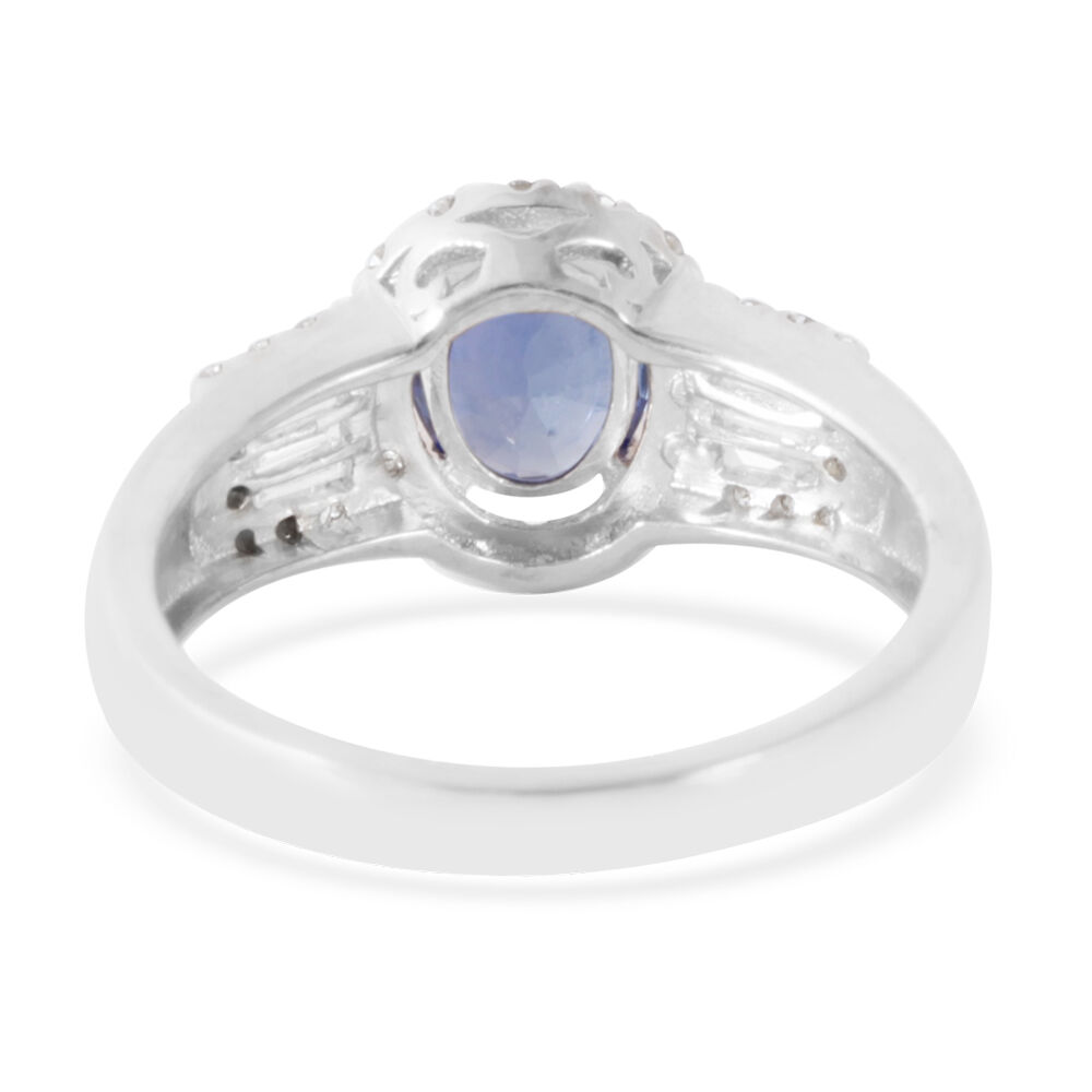 ILIANA 18K W Gold AAAA Ceylon Blue Sapphire (Ovl 1.45 Ct), Diamond (SI-G-H) Ring 2.000 Ct.