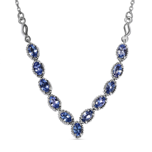 TLV- Tanzanite Necklace (Size - 18) in Platinum Overlay Sterling Silver 2.30 Ct, Silver Wt. 6.86 Gms