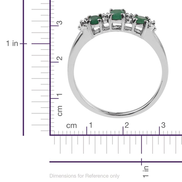 Kagem Zambian Emerald (Ovl) Trilogy Ring, Pendant and Stud Earrings (with Push Back) in Platinum Overlay Sterling Silver 1.250 Ct.