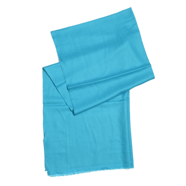 100% Cashmere Wool Light Turquoise Colour Shawl (Size 200x70 Cm)