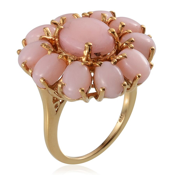 Peruvian Pink Opal (Ovl 2.00 Ct) Floral Ring in 14K Gold Overlay Sterling Silver 8.250 Ct.