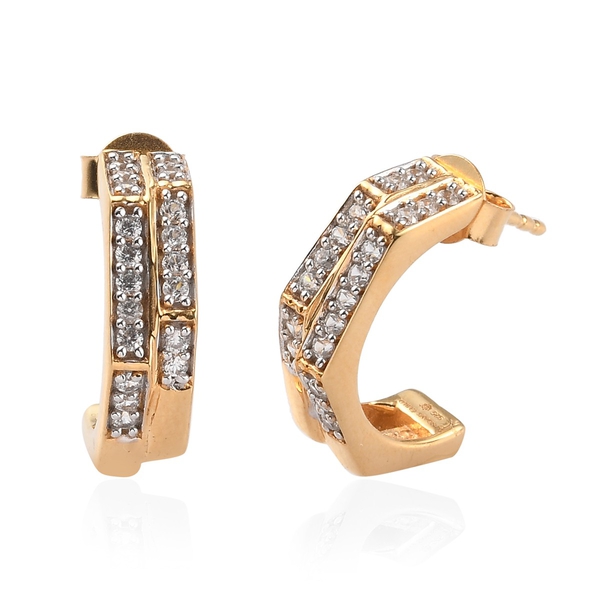 Natural Cambodian Zircon J Hoop Earrings (with Push Back) in 14K Gold Overlay Sterling Silver 0.580 