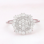 9K White Gold SGL Certified Diamond (I3/G-H) Cluster Floral Ring (Size M) 1.00 Ct.