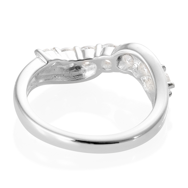 Lustro Stella - Sterling Silver (Rnd) Crossover Ring Made with Finest CZ