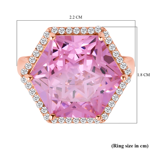 Simulated Pink Sapphire and Natural Cambodian Zircon Ring in Rose Gold Overlay Sterling Silver