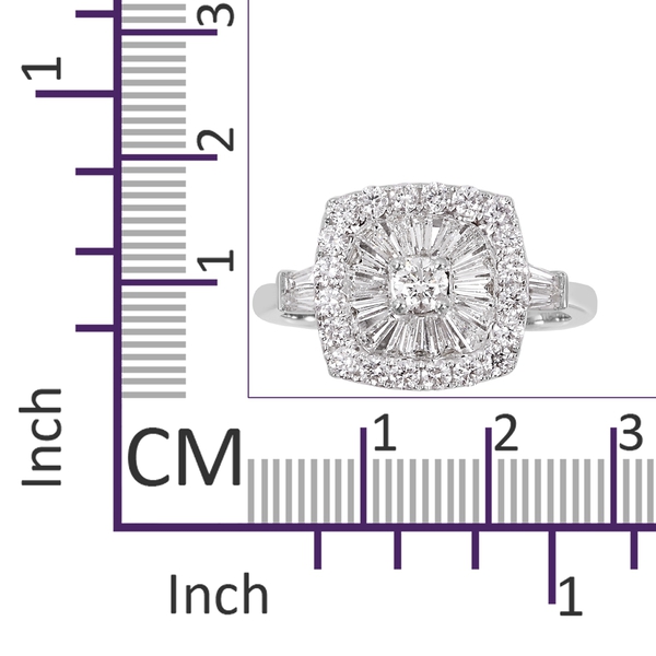 ILIANA 18K White Gold 1 Carat IGI Certified Diamond (SI/G-H) Cluster Ring