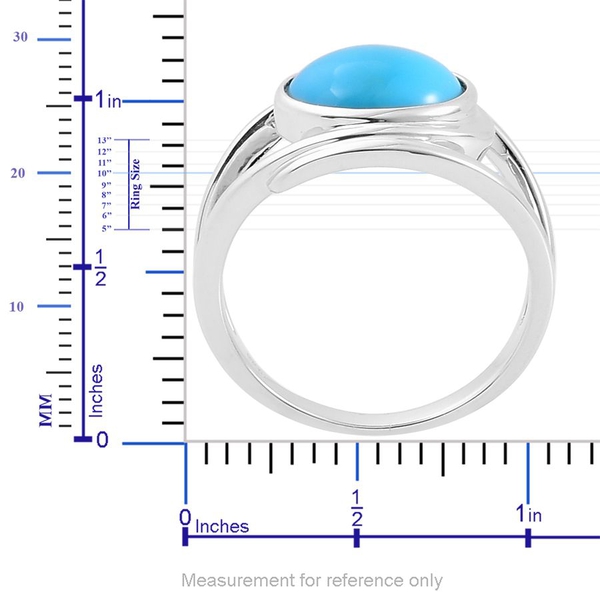 Arizona Sleeping Beauty Turquoise (Ovl) Solitaire Ring in Platinum Overlay Sterling Silver 2.500 Ct.