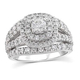 NY Close Out Deal- 14K White Gold White Diamond (SI-I1/G-H) (Center Dia. 0.40 Ct) Cluster Ring 2.00 