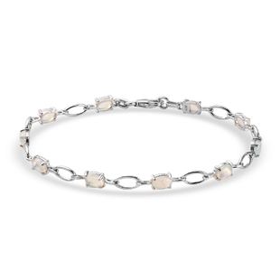 Wegel Tena Opal Link Bracelet (Size 8) in Platinum Overlay Sterling Silver 3.00 Ct.