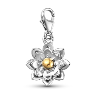 Platinum Overlay Sterling Silver Flower Charm