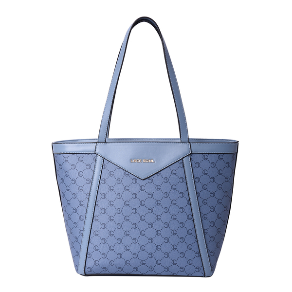 LOCK SOUL Blue Tote Bag with Checker Pattern