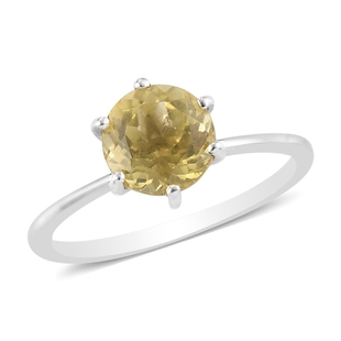 Yellow Apatite Solitaire Ring in Platinum Overlay Sterling Silver 1.25 Ct.