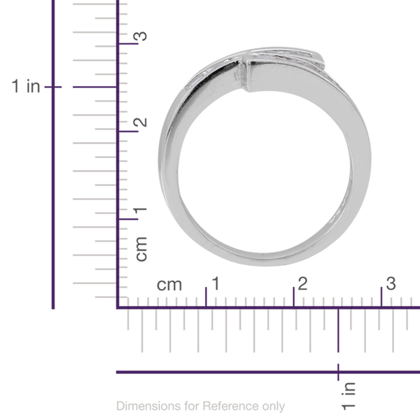 ELANZA AAA Simulated White Diamond (Rnd) Crossover Ring in Rhodium Plated Sterling Silver