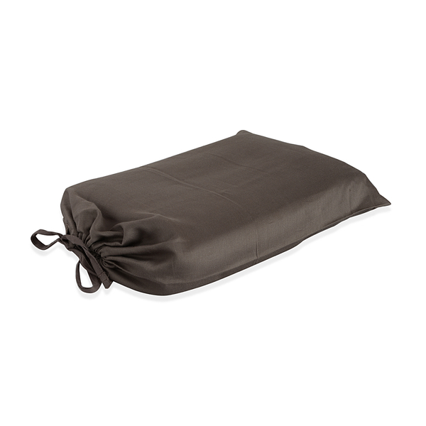 100% Cotton Chocolate Colour Double Fitted Sheet (Size 190x135 Cm) and Two Pillow Cases (Size 75x50 Cm)