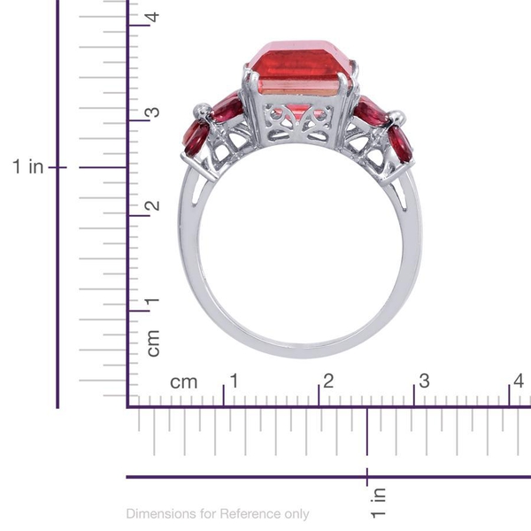 Padparadscha Quartz (Oct 6.00 Ct), Orange Sapphire Ring in Platinum Overlay Sterling Silver 7.250 Ct.