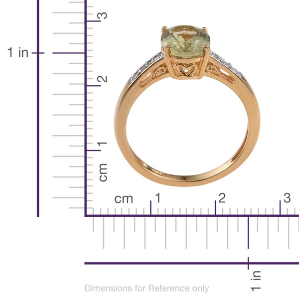 Natural Canary Apatite (Ovl 1.95 Ct), Diamond Ring in 14K Gold Overlay Sterling Silver 2.000 Ct.